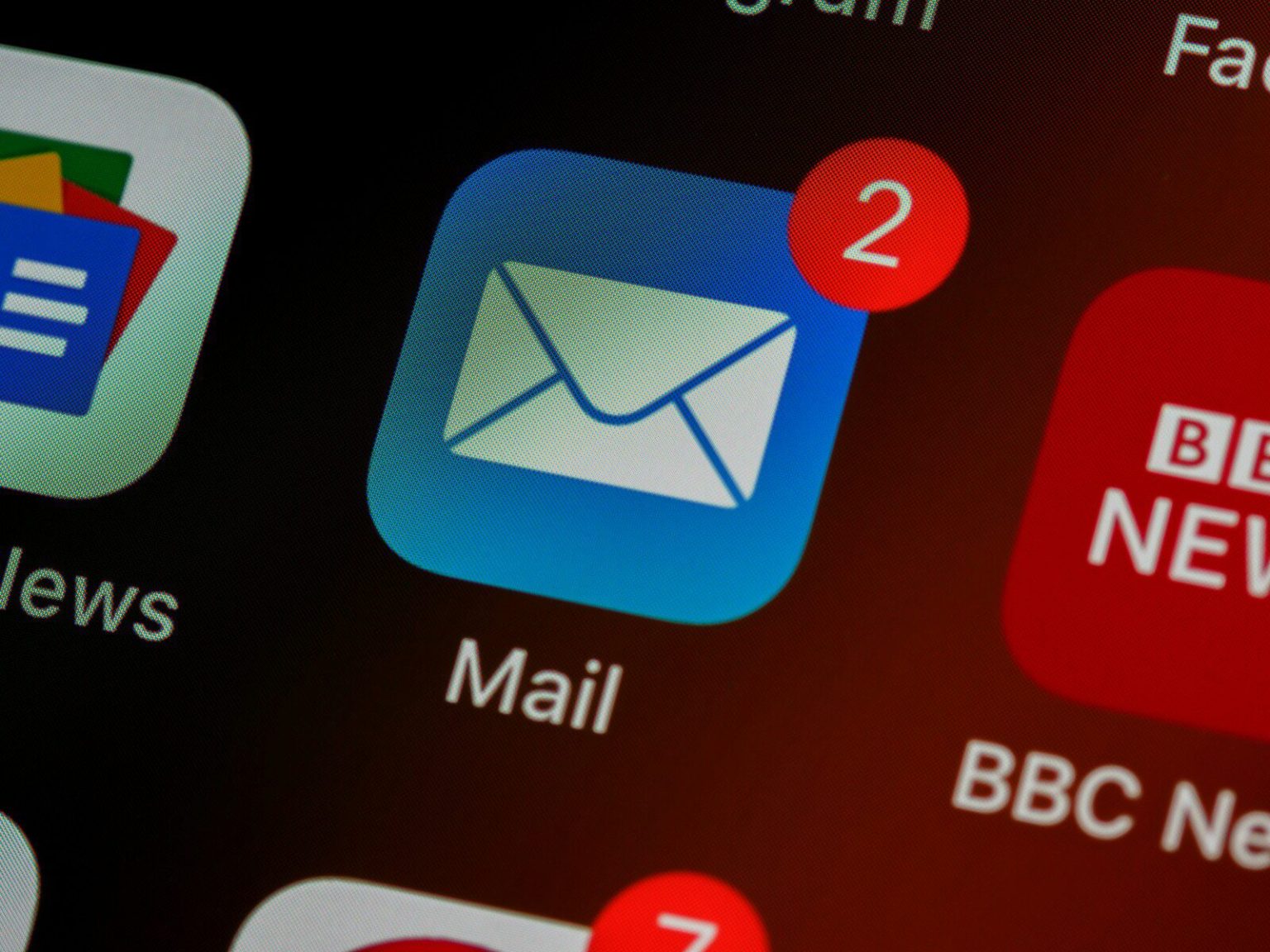 Photo of a mail app on a phone screen