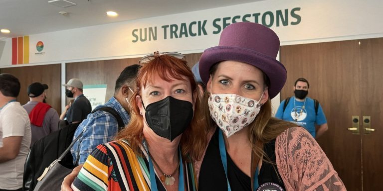 Photo of Cami with friend Carole Olinger at WordCamp US 2022