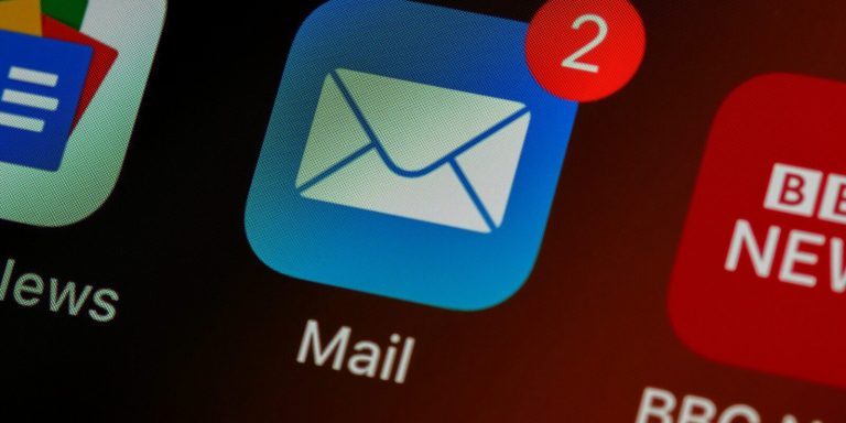 Photo of a mail app on a phone screen