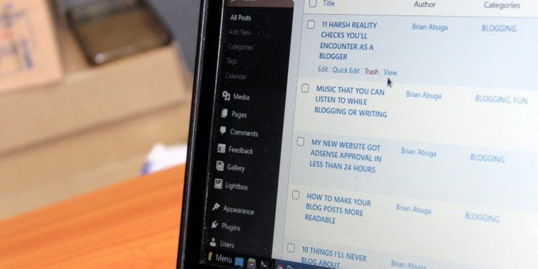 A computer screen displaying a list of blog posts with WordPress Categories in a content management system interface.